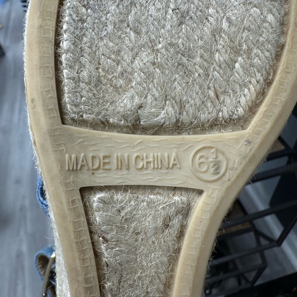 Talbots Lyndsay Strappy Denim Espadrille Wedges - Size 6.5M - Picture 5 of 8